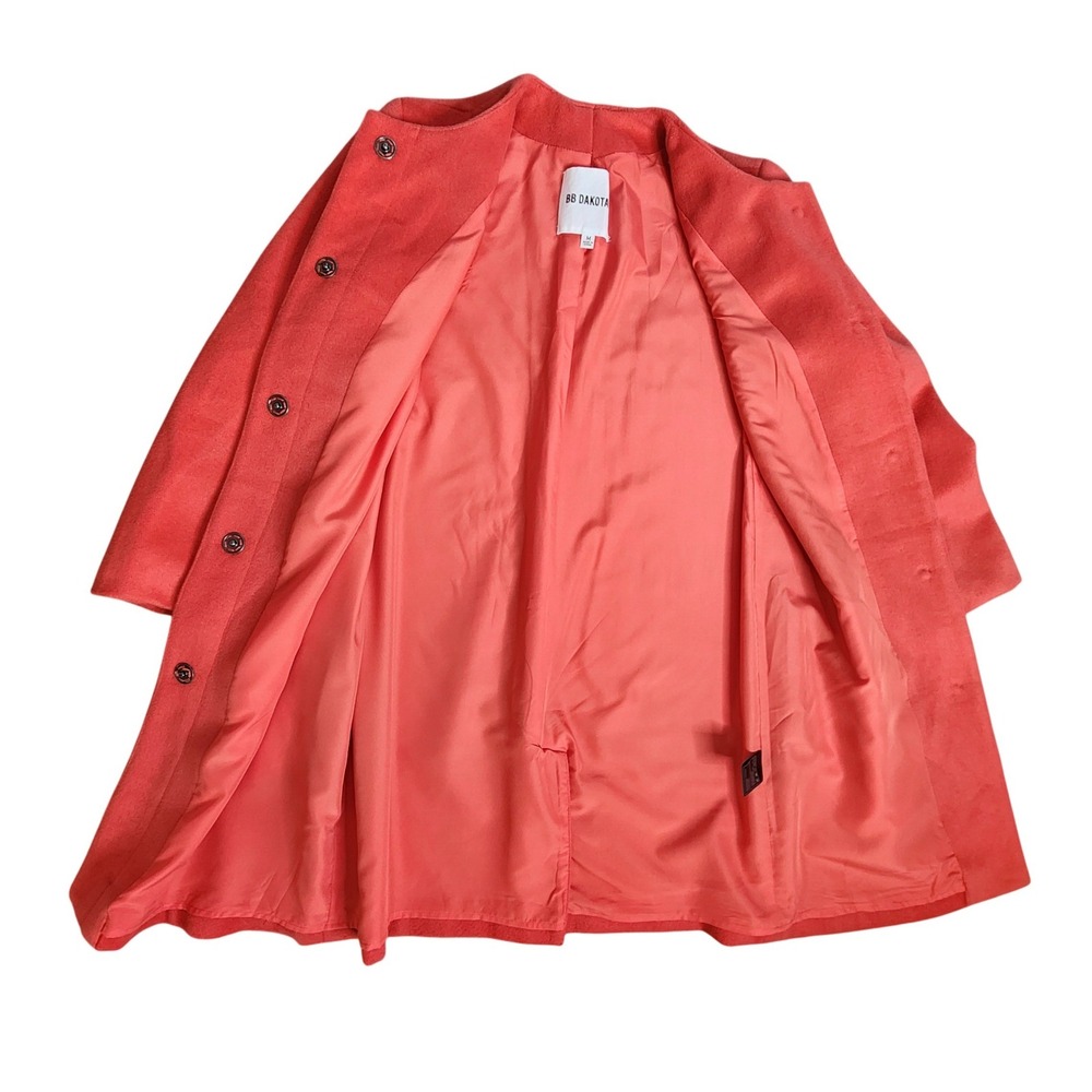 BB Dakota Catina Coral Red Coat Wool Blend Size Medium - Picture 8 of 15